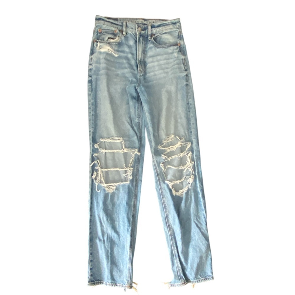 American Eagle Low Rise Bootcut Ripped Blue Jeans Size 0